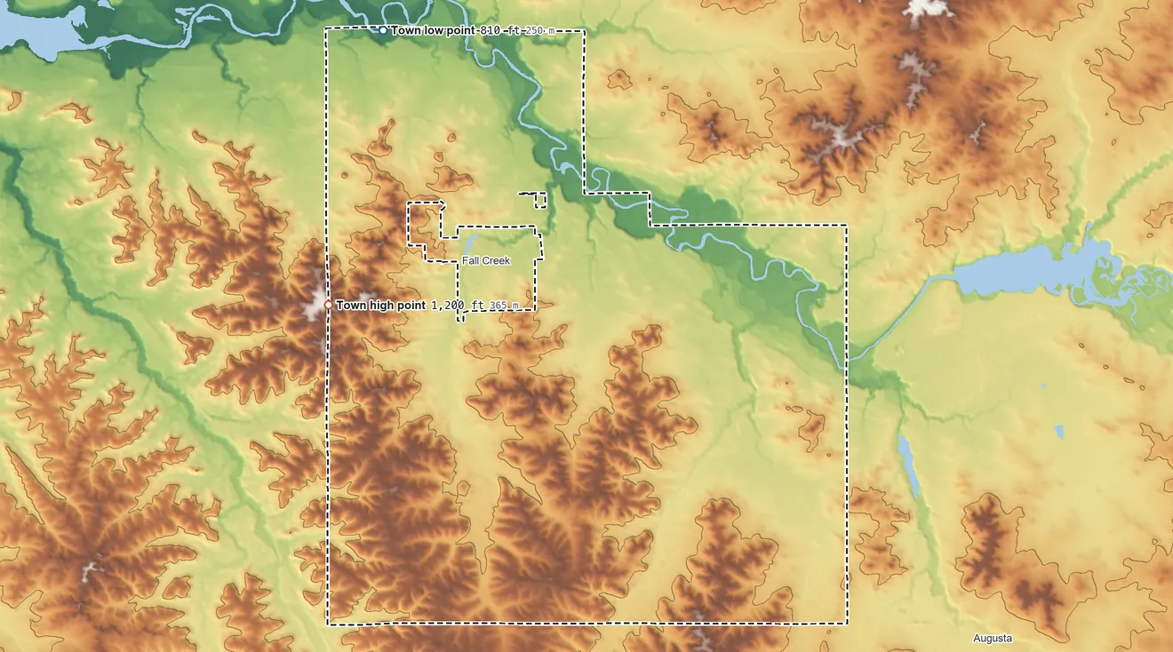 Topographic elevation map of Lincoln, Eau Claire County, Wisconsin, shaded from 810 ft on the northwest side to 1,200 ft on the west side