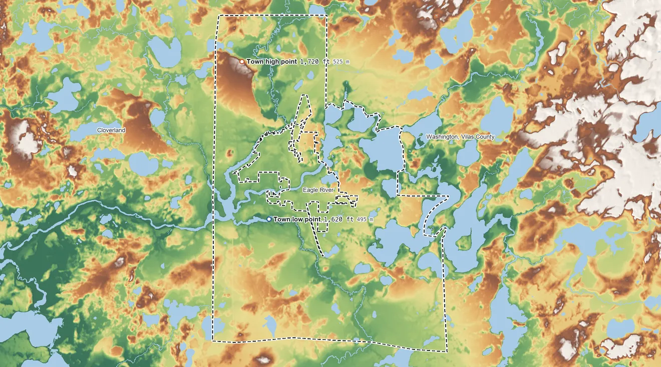 Topographic elevation map of Lincoln, Wisconsin, shaded from 1,620 ft on the west side to 1,720 ft on the northwest side
