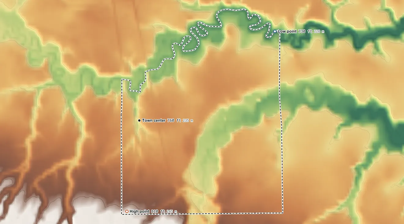 Topographic elevation map of Marengo, Ashland County, Wisconsin, shaded from 730 ft on the northeast side to 810 ft on the south side