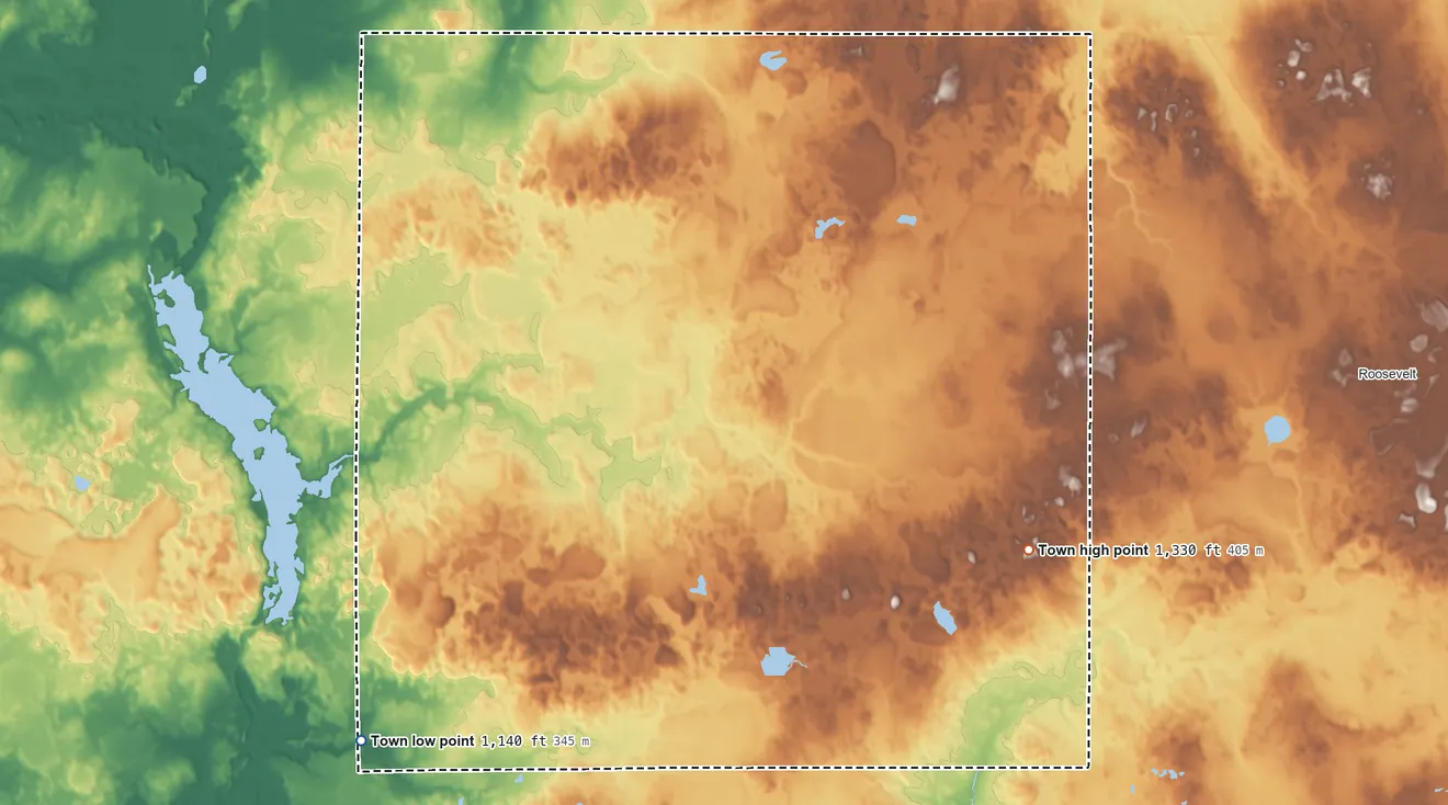 Topographic elevation map of Taft, Wisconsin, shaded from 1,140 ft on the southwest side to 1,330 ft on the southeast side